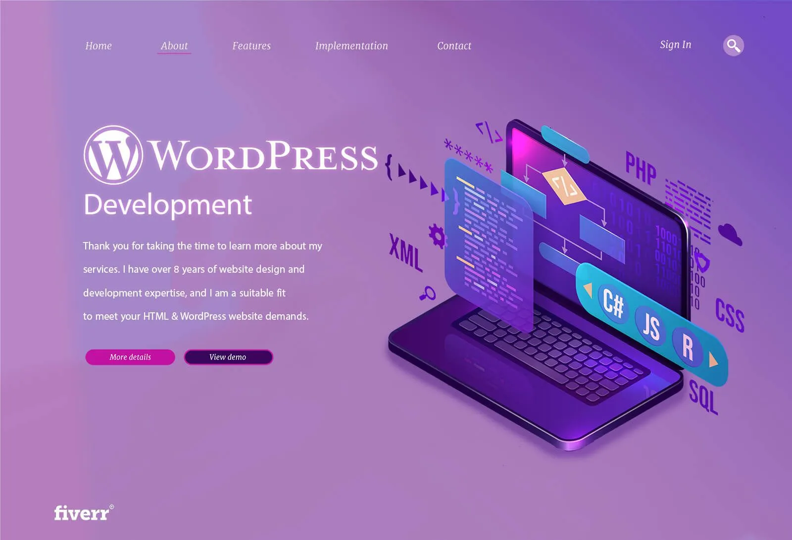 Fiverr WordPress design by Hamdan Ibne Muneer